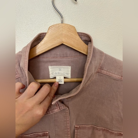 CASLON Nordstrom Twill pale pink shacket jacket size M - Picture 3 of 7